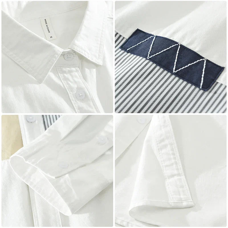 Herre Skjorte Patchwork Afslappet Bomuld