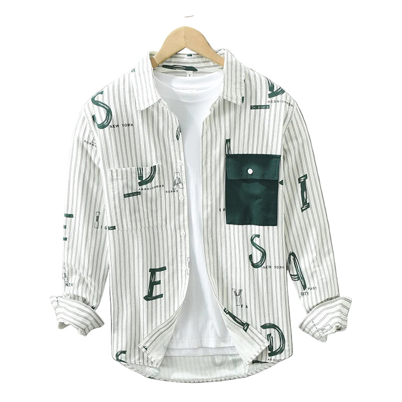 Herre Skjorter Stribet Afslappet Bomuld