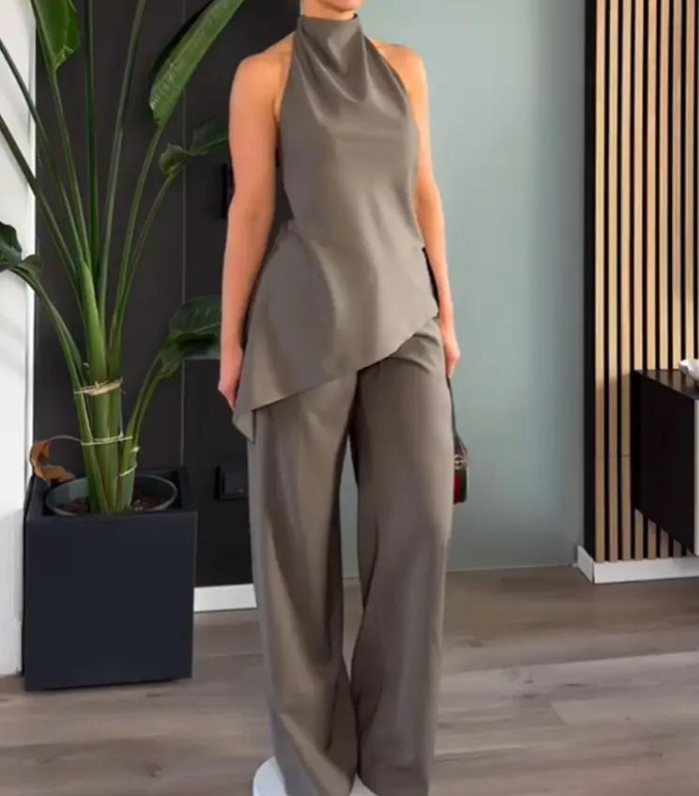 Chic Halter Top & Bukser Sæt