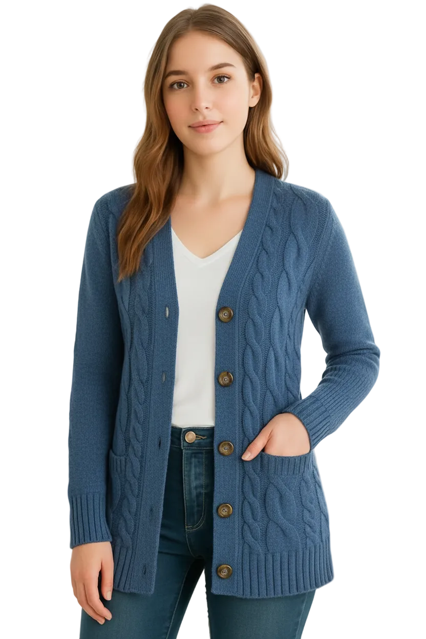 Dame Kabelstrik Cardigan til Forår 0