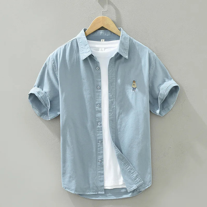 Mænds Kortærmet Skjorte Casual Bomuld 2