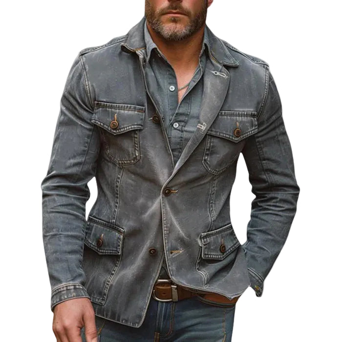 Herre Denimjakke med Vintage Finish 0