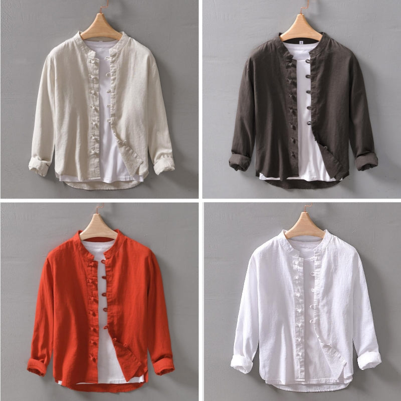 Herre Løs Skjorte med Mandarinkrave 5