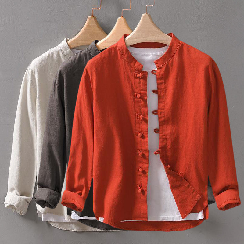 Herre Løs Skjorte med Mandarinkrave 6