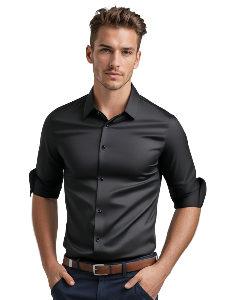 Herre Overhemd Slim Fit Non-Iron Åndbar Stof 0