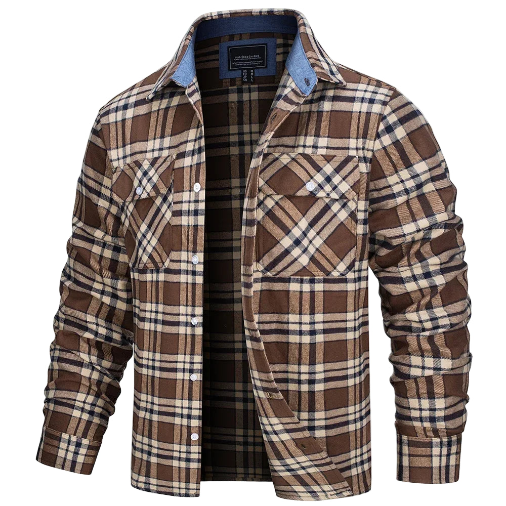 Herre Oversize Skjortejakke Plaid 100% Bomuld 0