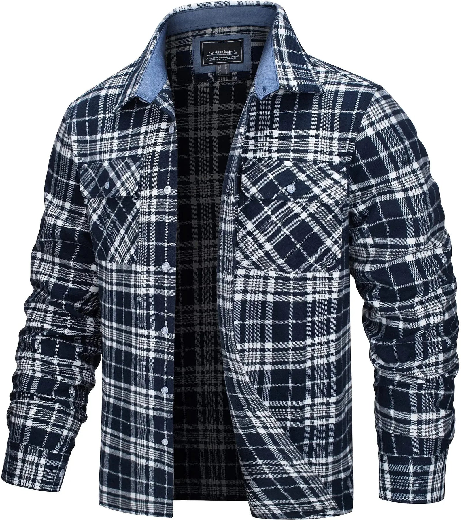 Herre Oversize Skjortejakke Plaid 100% Bomuld 10