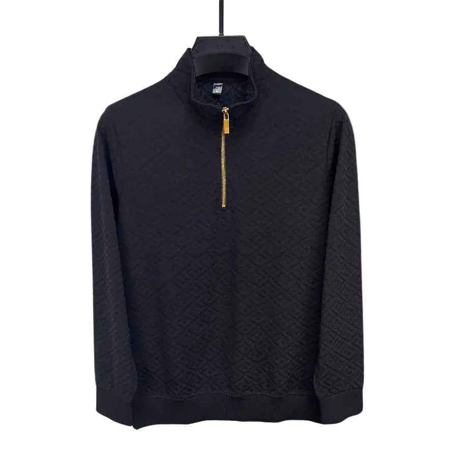 Herre Pullover Med Mock Hals Og Geometriske Mønstre 4