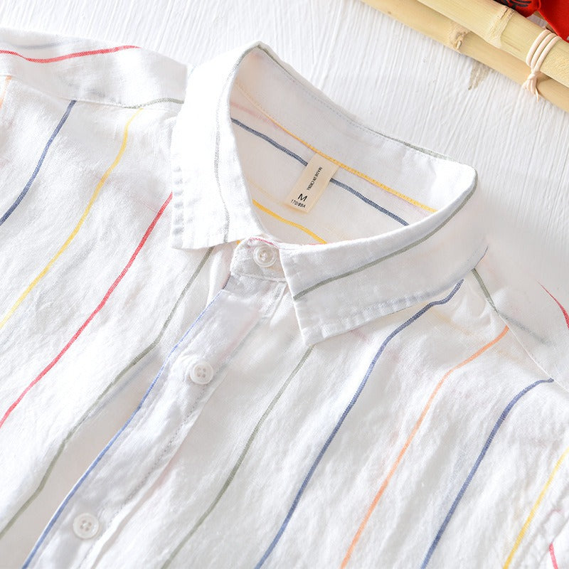 Herre Skjorte Sommer Stil i Blød Bomulds- og Linnedblanding 2