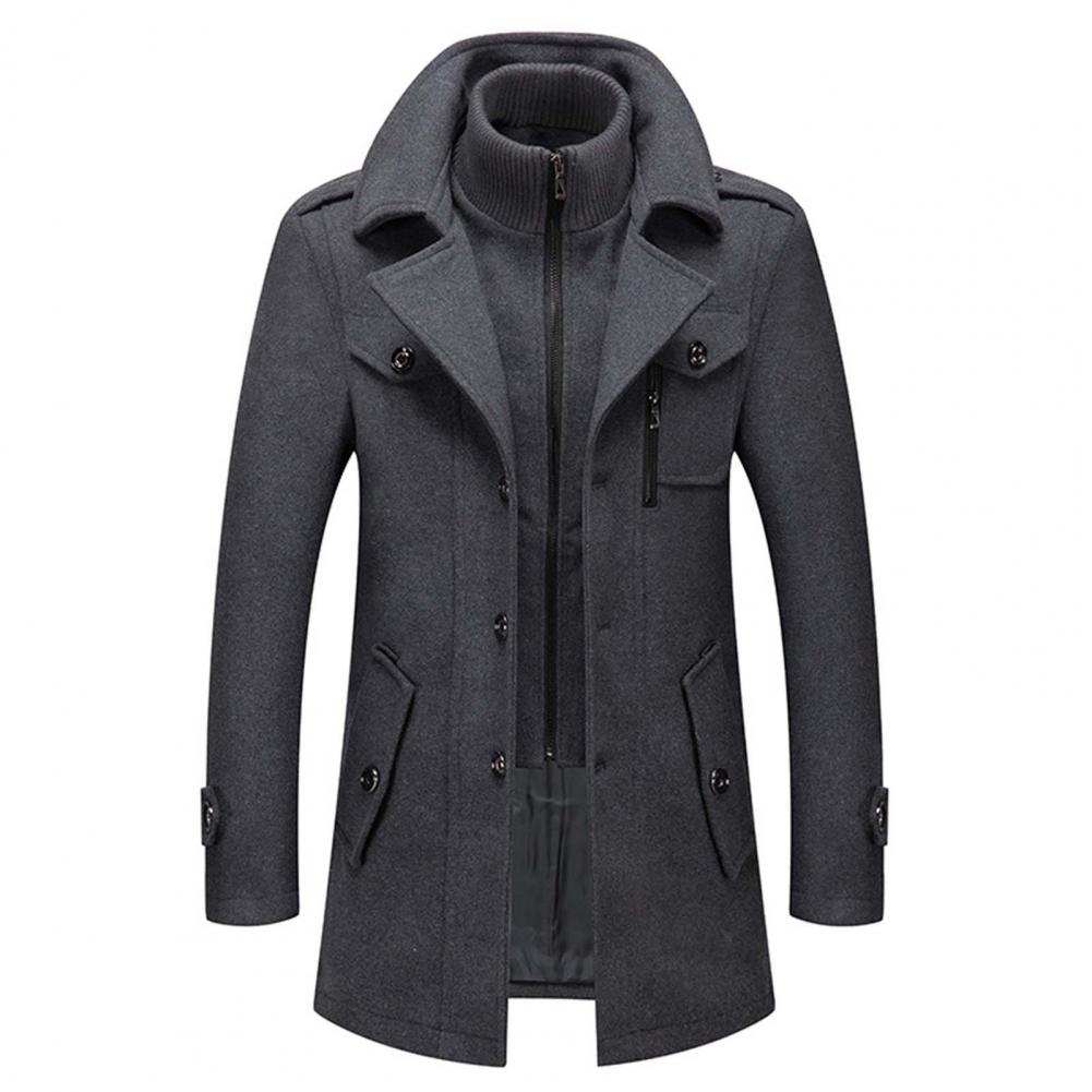 Herre Vinterjakke To-delt Tweed Komfortabel Design 6