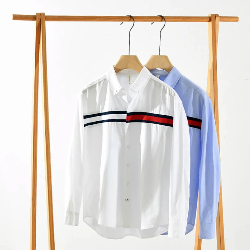 Herreskjorte Button-Up med Farveblok til Mænd 3