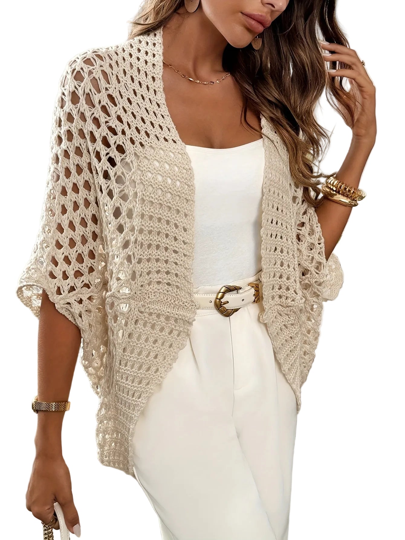 Kvinders Åben Draperet Cardigan til Vinter 0