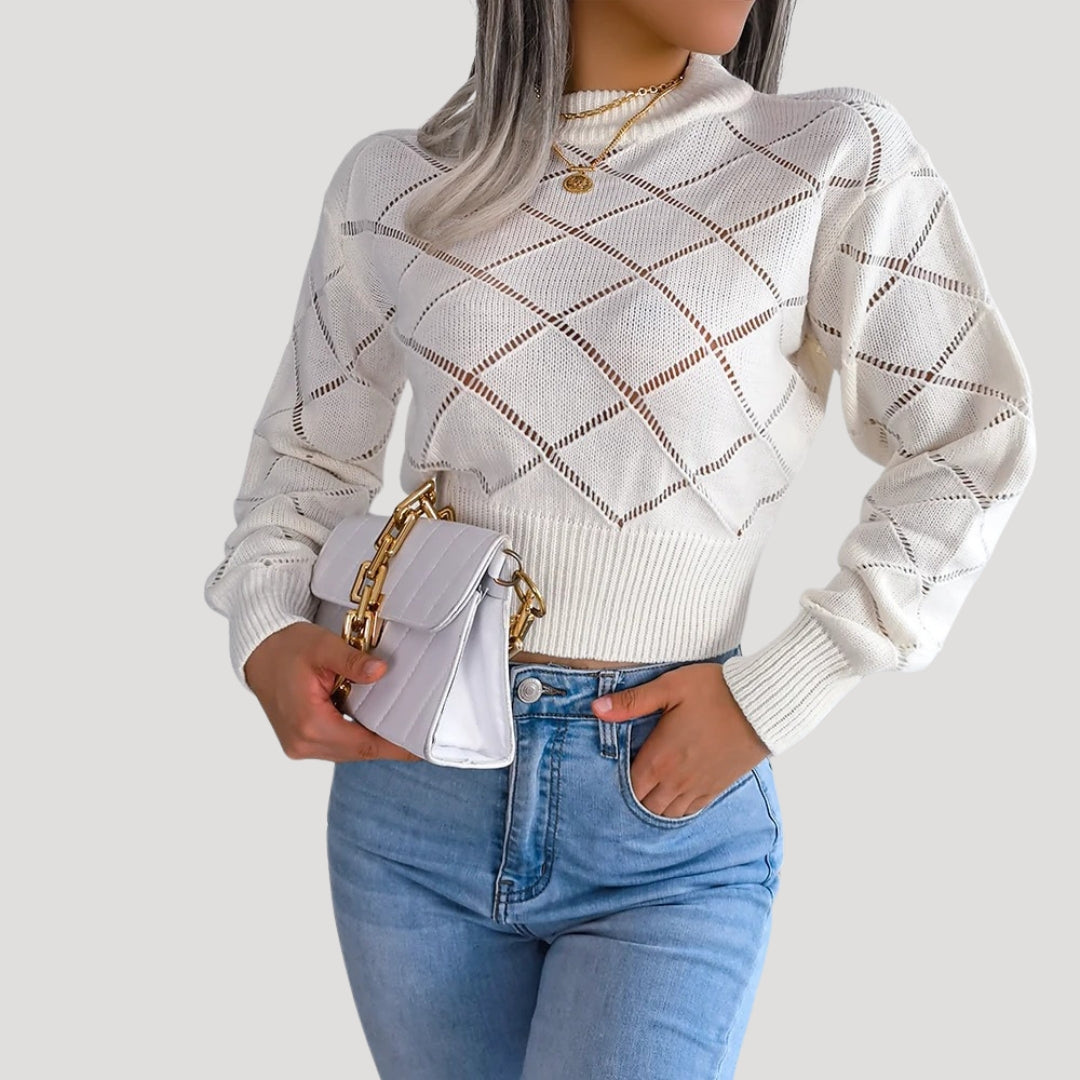Kvinders Beskåret Pullover med Høj Hals 3