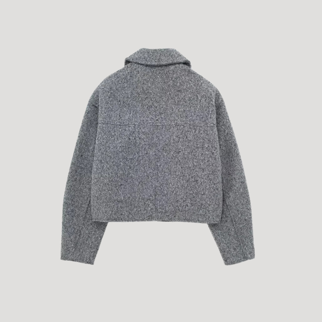 Kvinders Beskåret Uldjakke Med Struktureret Design 1
