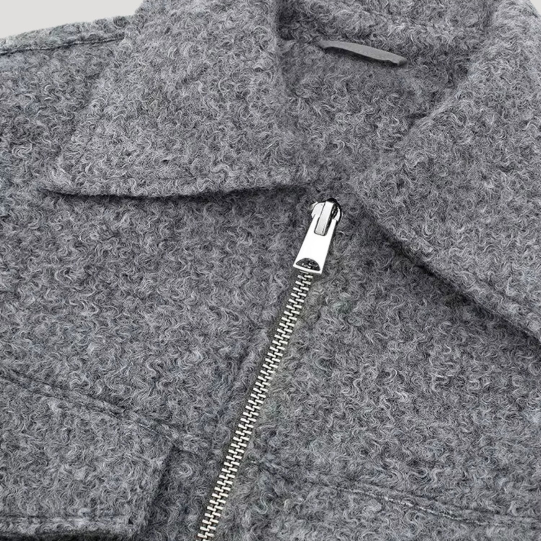 Kvinders Beskåret Uldjakke Med Struktureret Design 5