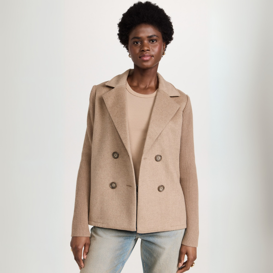 Kvinders Blazer Frakke Strikket Polyester-Bomuldsblanding 1