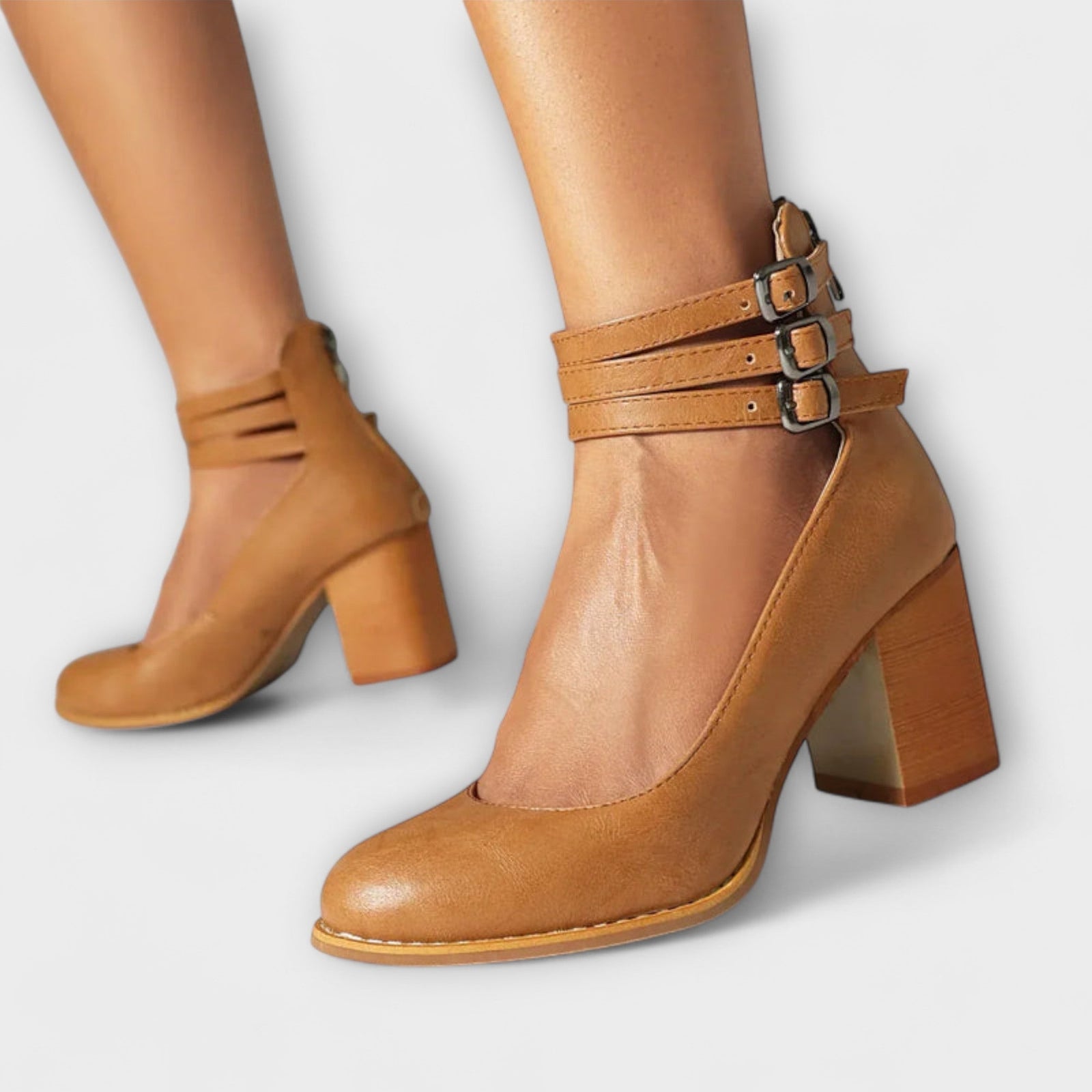 Kvinders Pumps med Ankelrem og Blokhæl 1