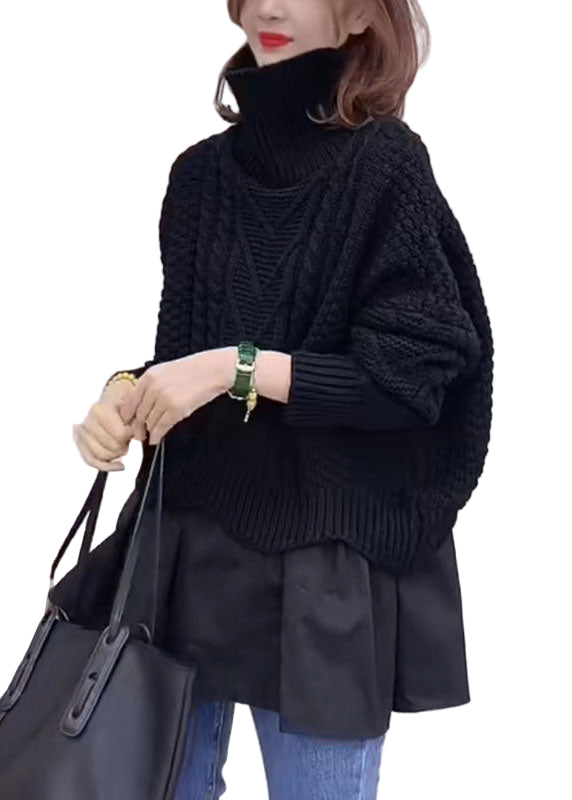 Kvinders Strik Sweater Turtleneck Løs Pasform 0