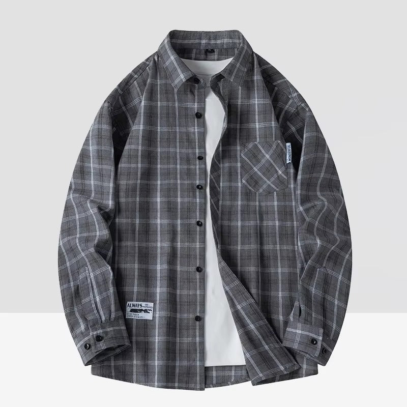 Mænds Flannel Skjorte Klassisk Plaid Design 1