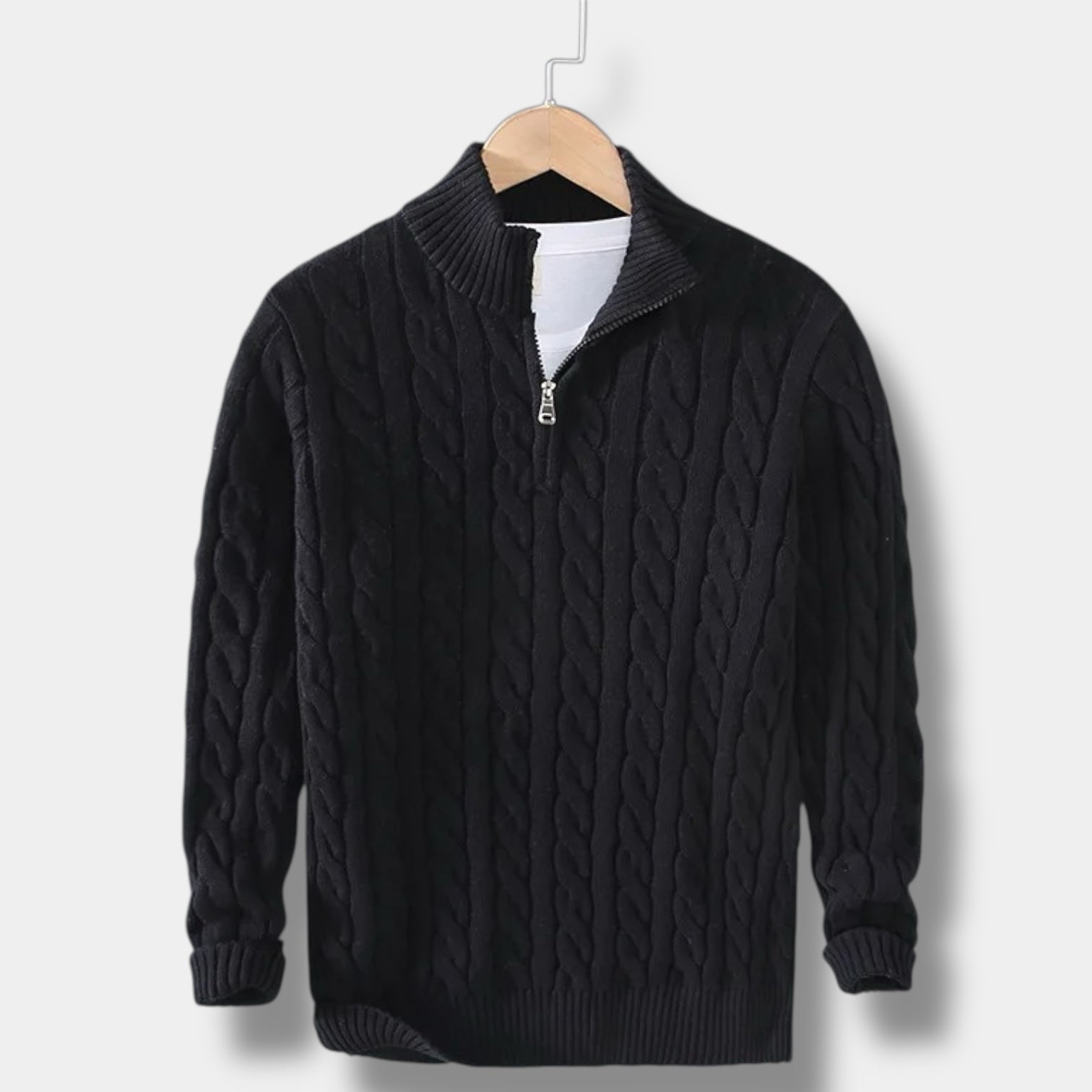 Mænds Mock Neck Sweater Jacquard Stil 8