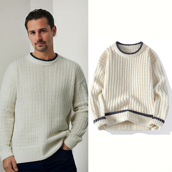 Mænds Pullover Sweater med Stribet Design 5