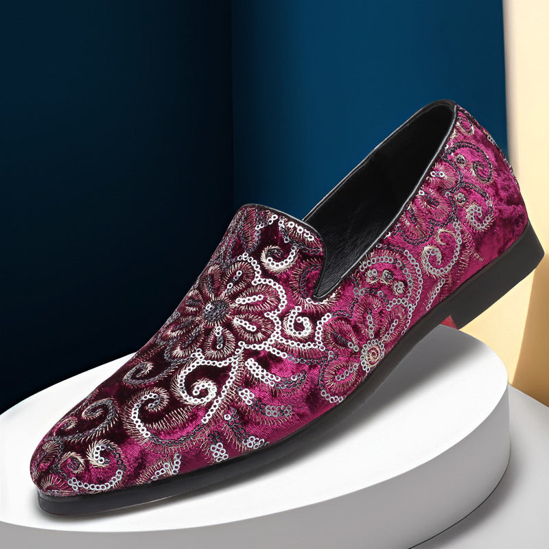 Mænds Slip-On Loafers med Blomsterbroderi 1