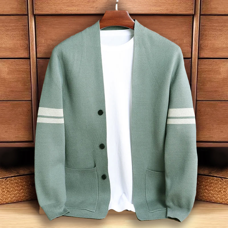 Mænds Strik Cardigan med Knaplukning 0