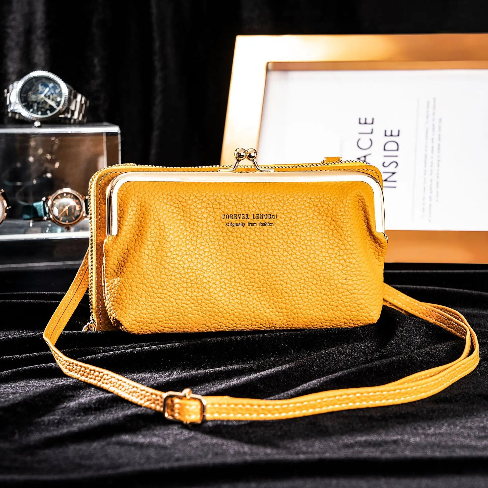 Dame Multifunktionel Taske Krydsformet Lukning PU-Læder 5