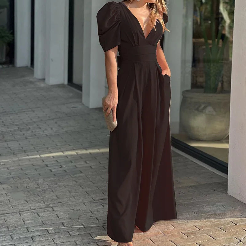 Dame Jumpsuit Elegant Tidløs Blødt Materiale-2