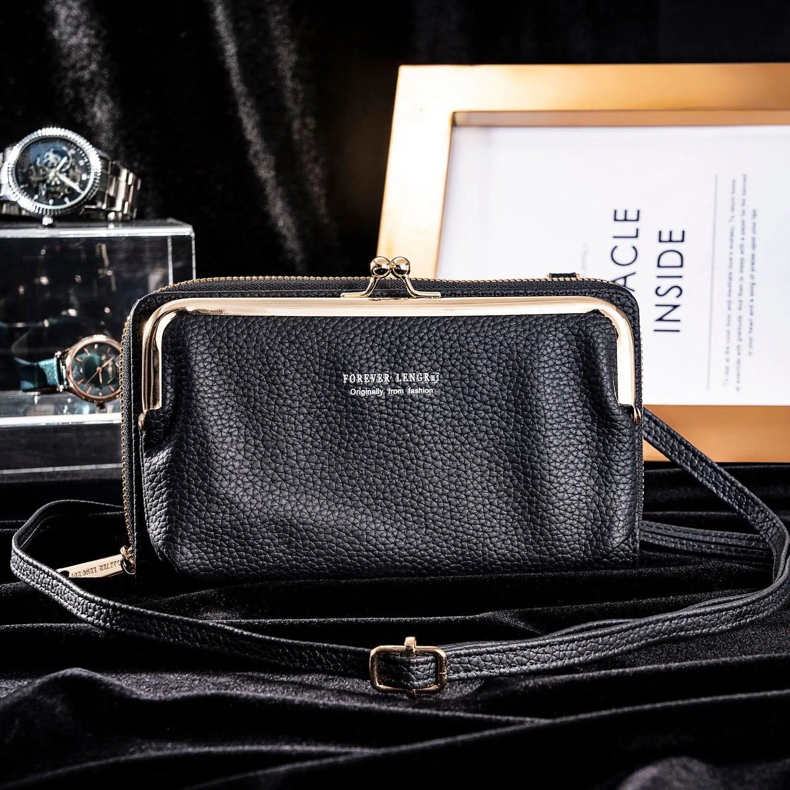 Dame Multifunktionel Taske Krydsformet Lukning PU-Læder 6