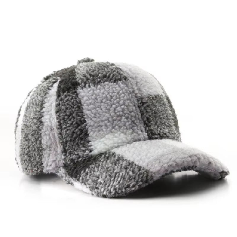Unisex Sherpa Kasket med Plaid Mønster 2