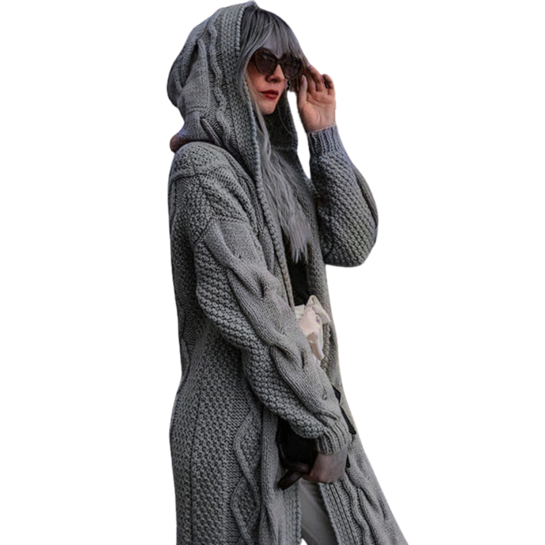 Twist strikket hættecardigan til kvinder