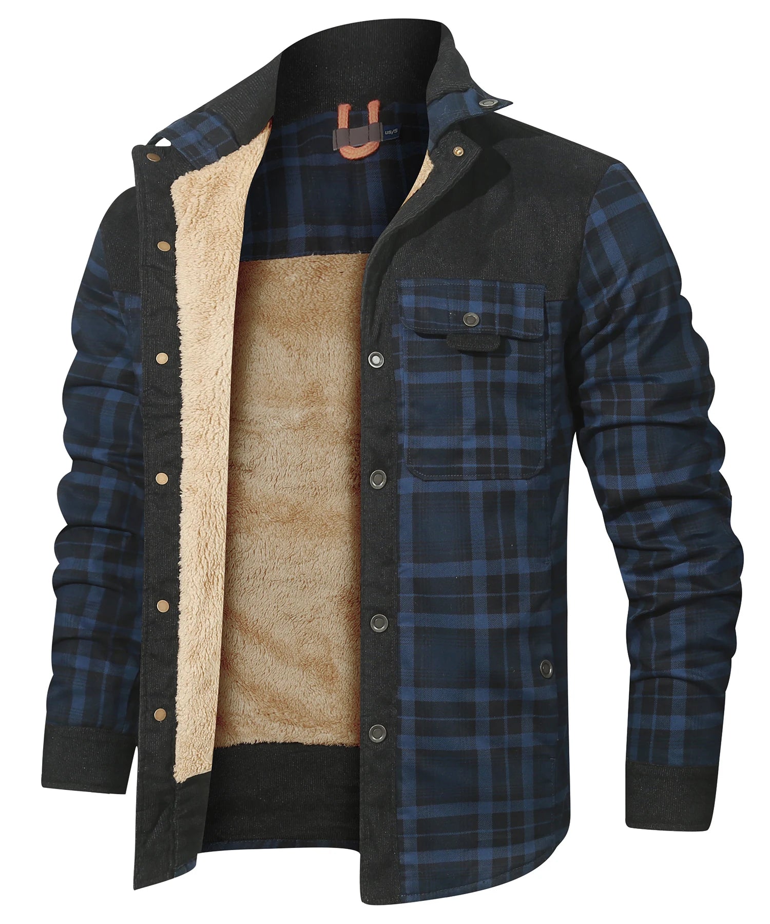 Vinterjakke Herre Plaid Sherpa Foderet Flannel 10