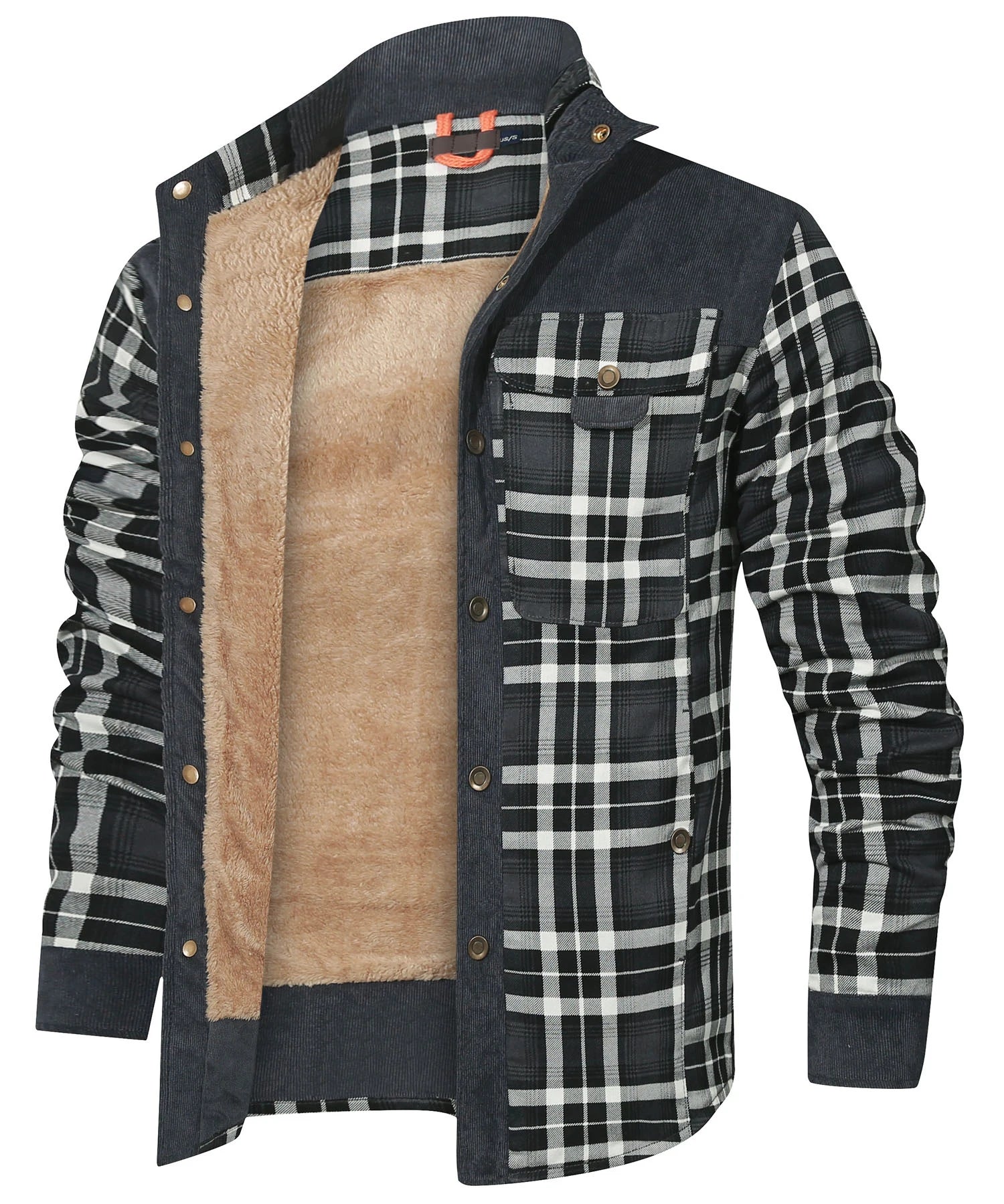 Vinterjakke Herre Plaid Sherpa Foderet Flannel 13