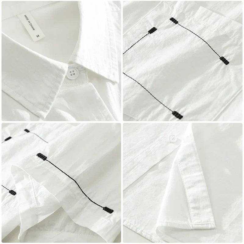 Herre Kortærmet Skjorte Casual 100% Bomuld 5