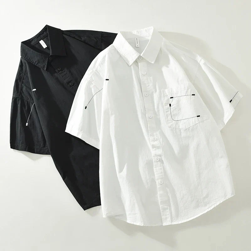 Herre Kortærmet Skjorte Casual 100% Bomuld 6