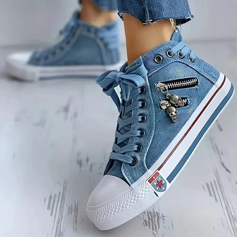Denim Hi-Top Sneakers til kvinder