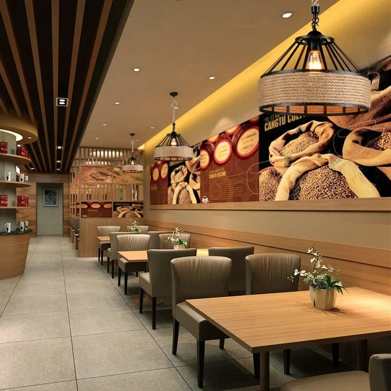 Vintage hamp reb pendel lys