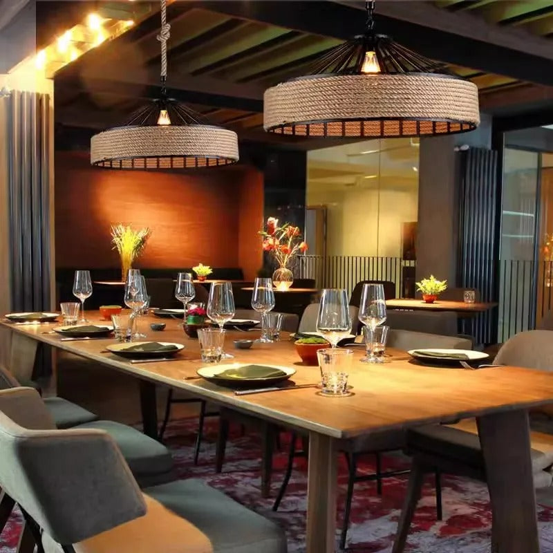 Vintage hamp reb pendel lys