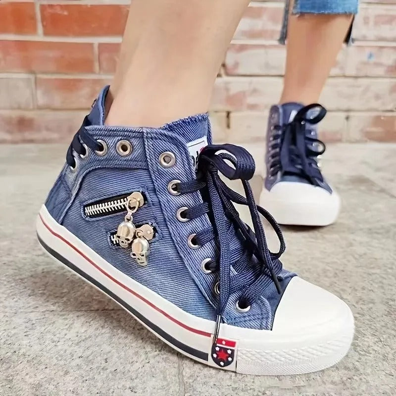 Denim Hi-Top Sneakers til kvinder