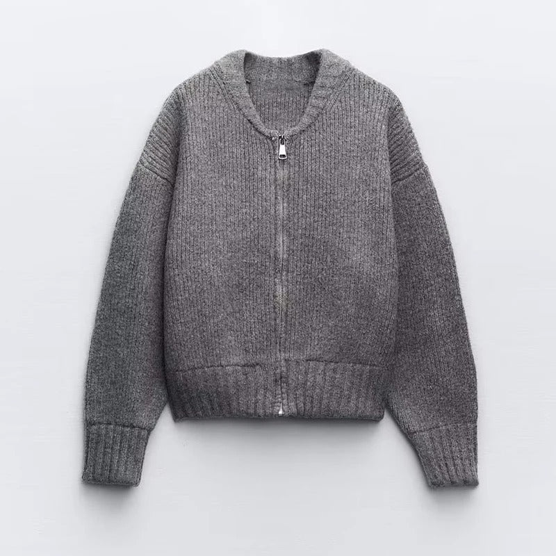Langærmet sweater med lynlås til kvinder