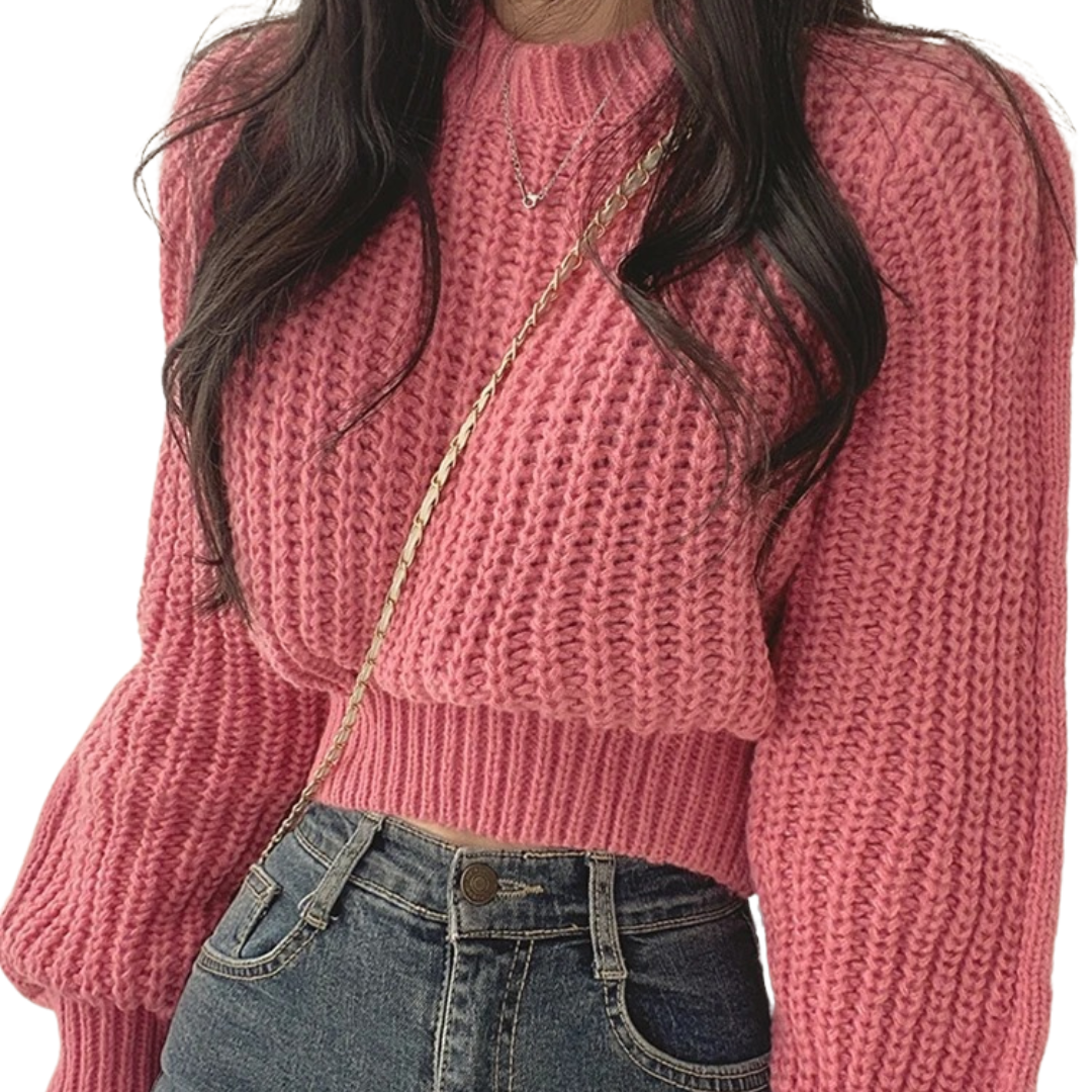 Løs vintage-strikket sweater til kvinder