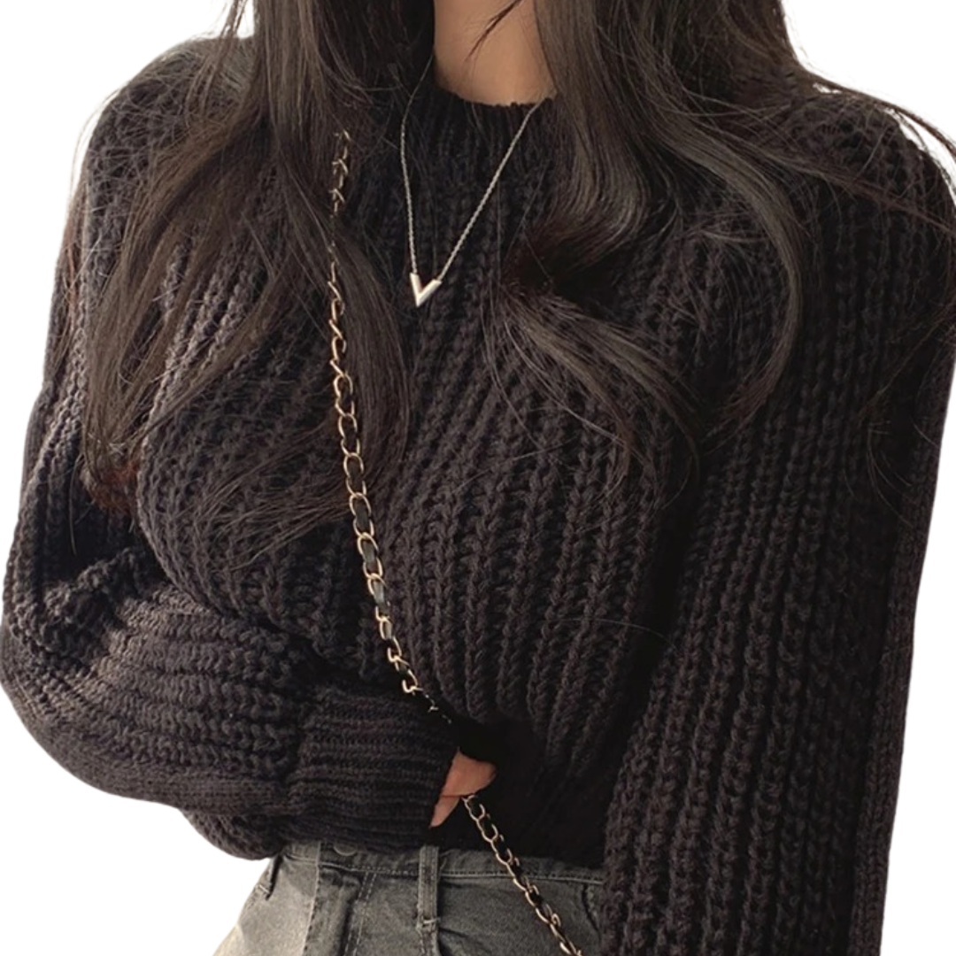 Løs vintage-strikket sweater til kvinder