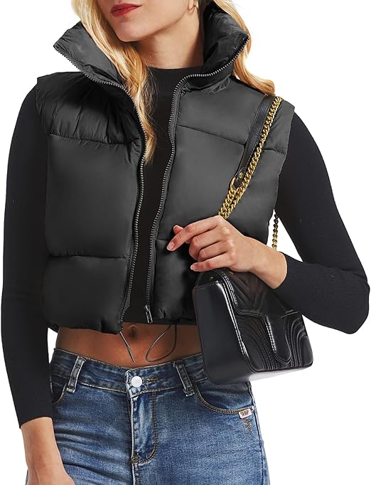 Cropped Puffer Vest til kvinder