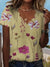 Variant image for Kvinders Bluse Løs Pasform Blomsterprint 100% Bomuld-35