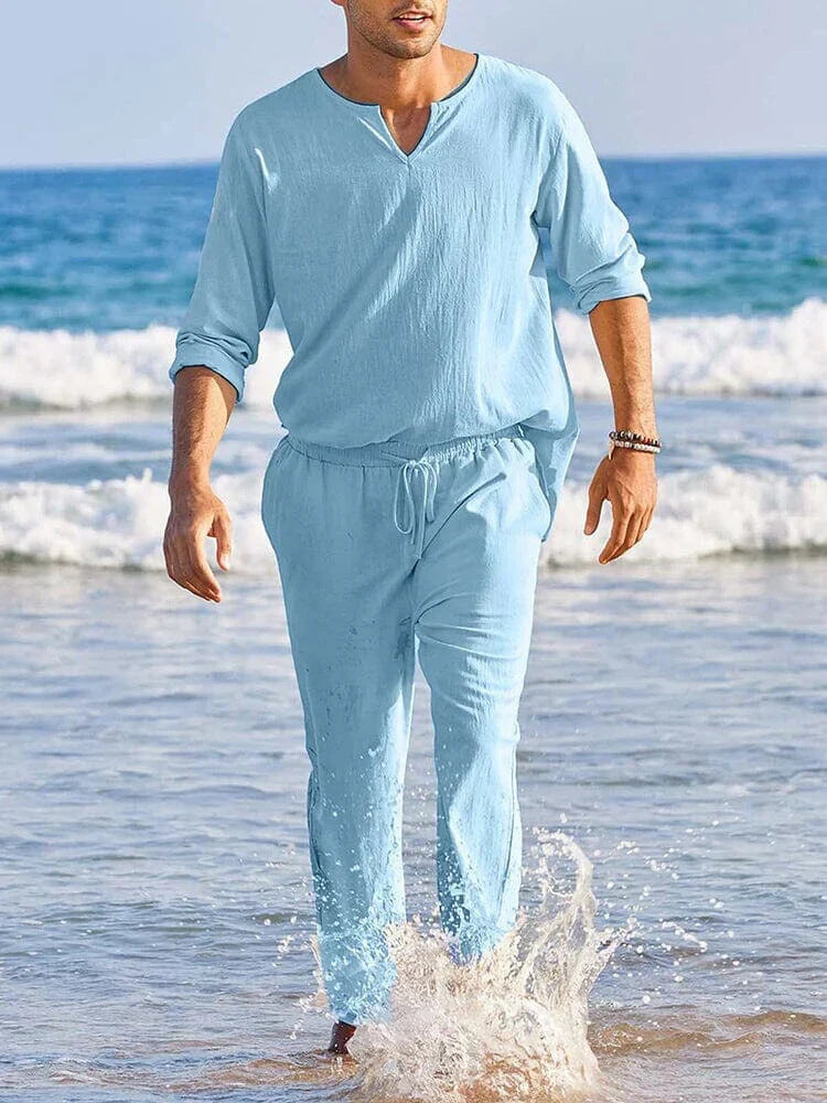 Herre Bukser Sæt Løs Pasform Blødt Stof 6