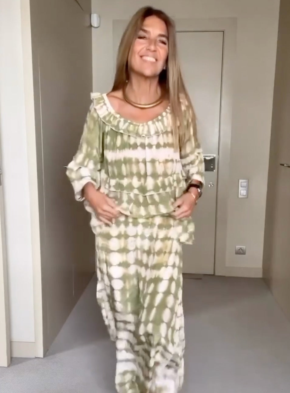 Kvinder Sæt Lang Nederdel Bluse 100% Polyester Elegant-2