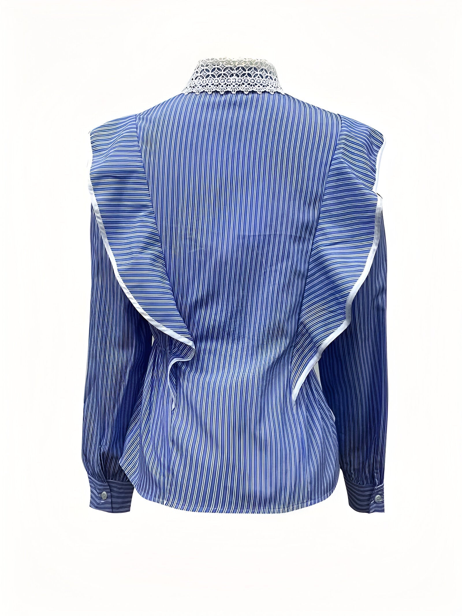 Skjortebluse Dame Langærmet Ruches Blødt Stof med Digital Print-2