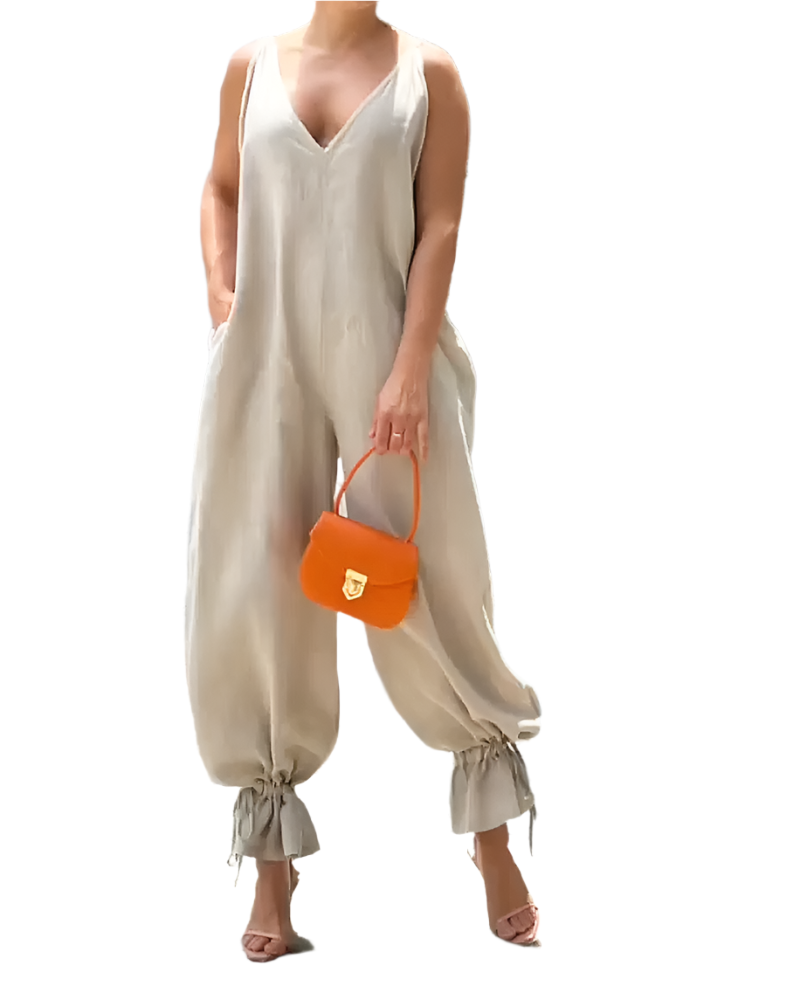 Kvinders Jumpsuit Mouwløs V-Hals Polyester-1