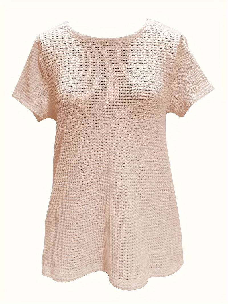 Kvinders T-shirt Rund Hals Kontrasterende Design 100% Bomuld-4